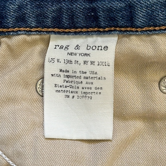 rag & bone Denim Mini Skirt Distressed Hem 5 Pocket Styling Zipper Fly Size 25 - Picture 4 of 6